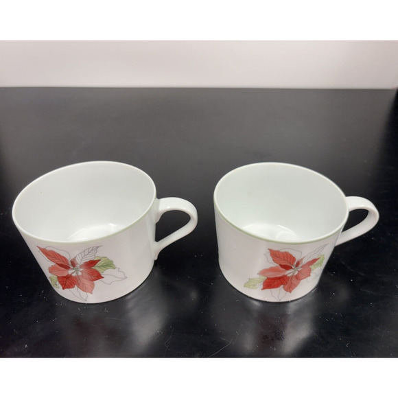 4 Block Spal Poinsettia Watercolors‎ Mary Lou Goertzen Coffee Cups Mugs EUC - Picture 9 of 11